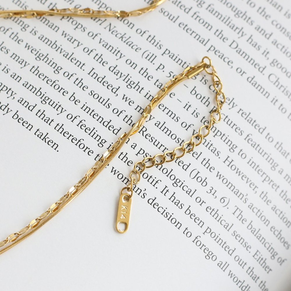 NEW 18K Gold Plated Double Layer Chain Necklace 0 - Picture 9 of 10